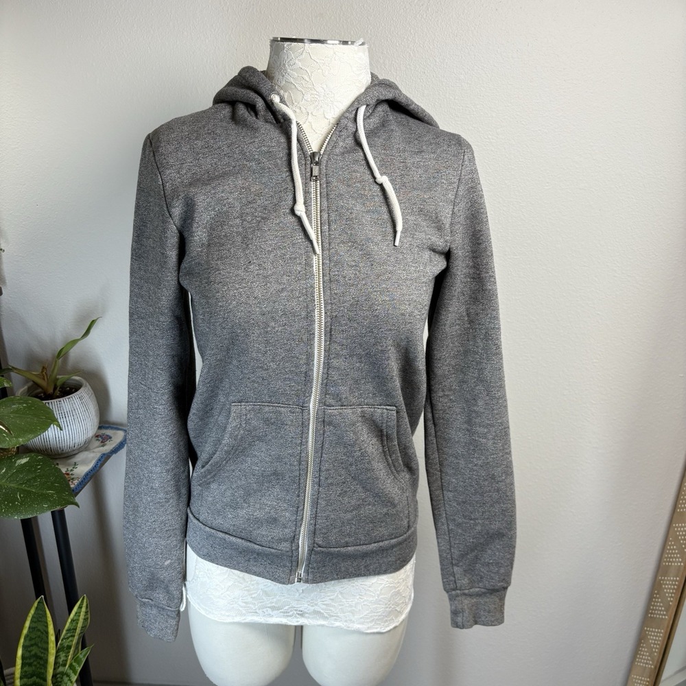 Talula Women XXS Gray Full Zip Hoodie Minimalist Basics Cotton Blend